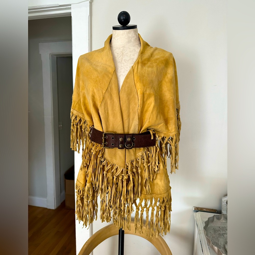 Suede Fringe wrap jacket